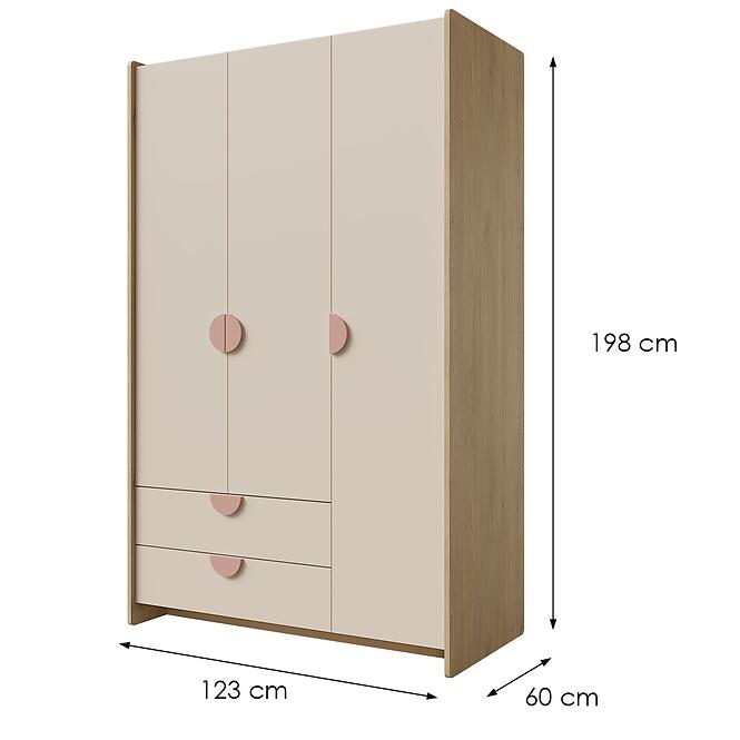 Skriňa Lexi 1 Cremona/Macadamia/Ružová,2