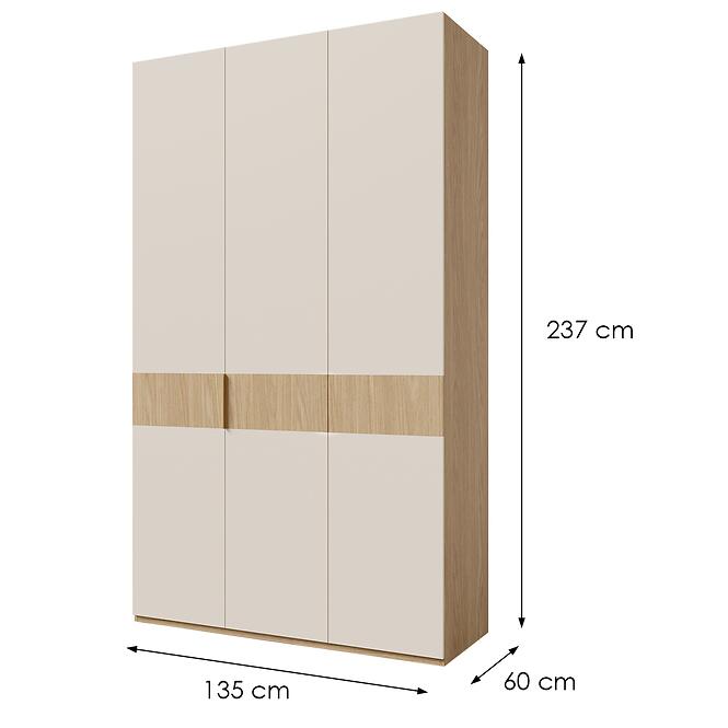 Skriňa Soreno 135 Prírodný dub/Macadamia,2