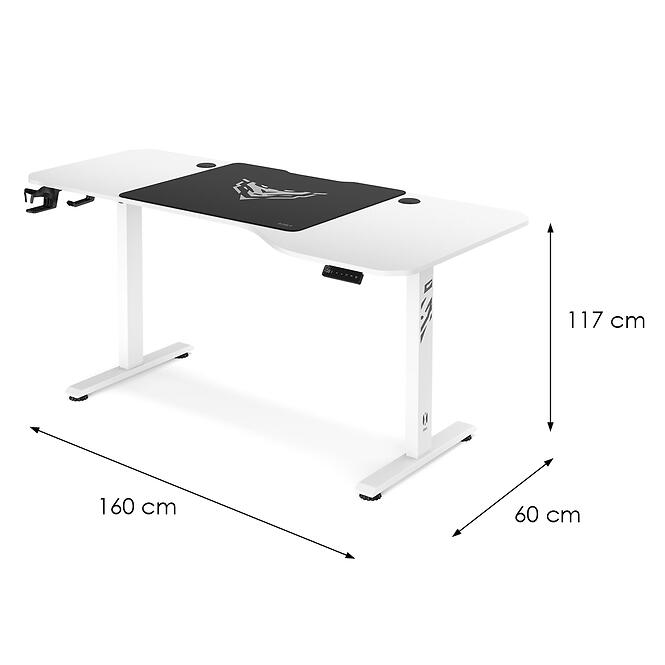 Písací Stolík S Regulovaním Výšky Diablo X-Tensio 1600 Biely,3