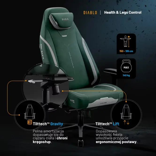 Kreslo Pre Hráča Diablo X.Eye Prime Normal Forest Green