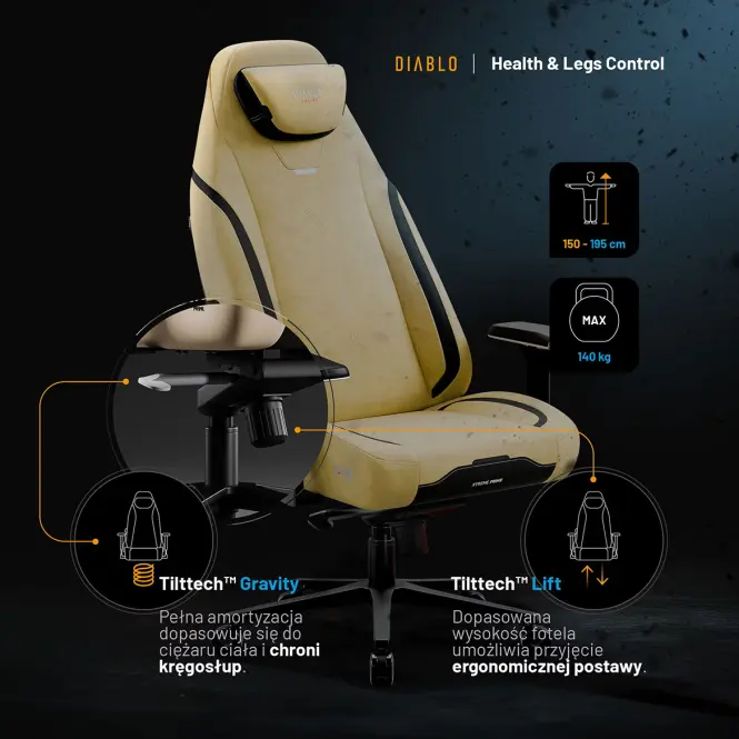 Kreslo Pre Hráča Diablo X.Eye Prime Normal Broken Gold