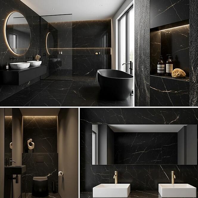 Obkladovy panel SPC Carrara Black 60x120cm 4mm