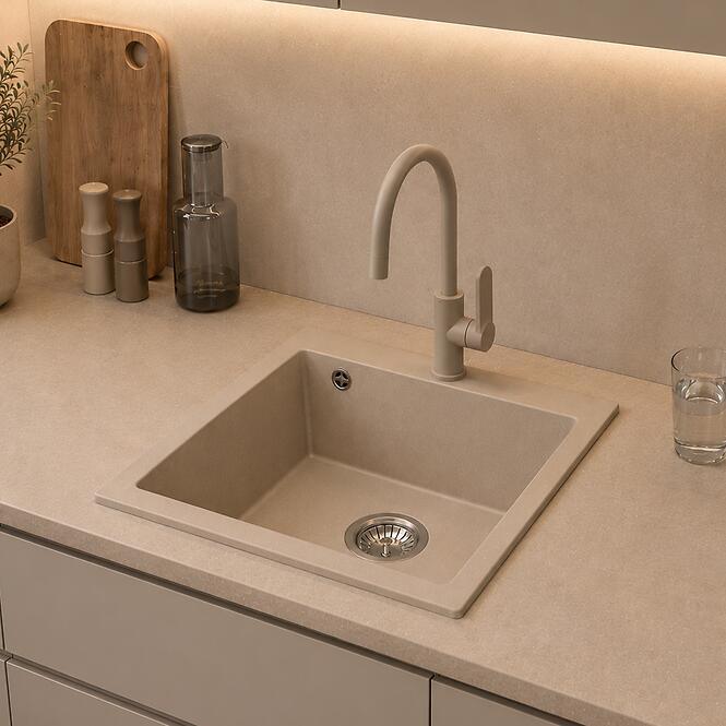 Granitový drez Lot béžový 48x39 + sifón