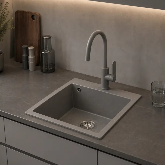 Granitový drez Lot šedý 48x39 + sifón,2