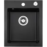 Granitový drez Lot čierny 48x39 + sifón