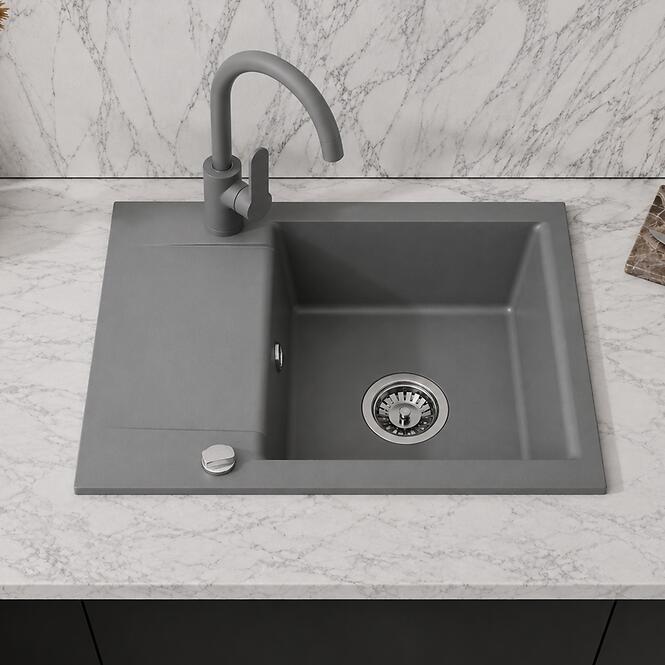 Granitový drez Pico 2 šedý 59x46