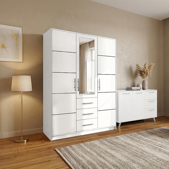 Súprava skriňa  Bali D3 biela + Komoda Bali 140