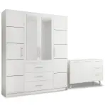 Súprava skriňa  Bali D4 biela + Komoda Bali 140