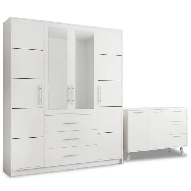 Súprava skriňa  Bali D4 biela + Komoda Bali 140