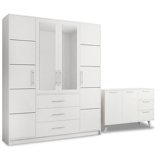 Súprava skriňa  Bali D4 biela + Komoda Bali 140