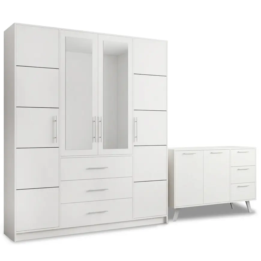 Súprava skriňa  Bali D4 biela + Komoda Bali 140