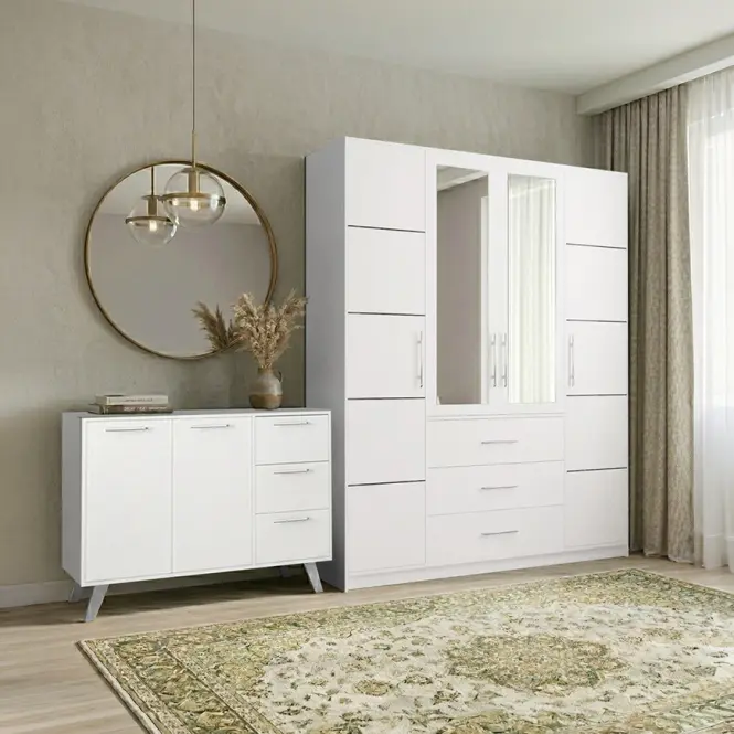 Súprava skriňa  Bali D4 biela + Komoda Bali 140