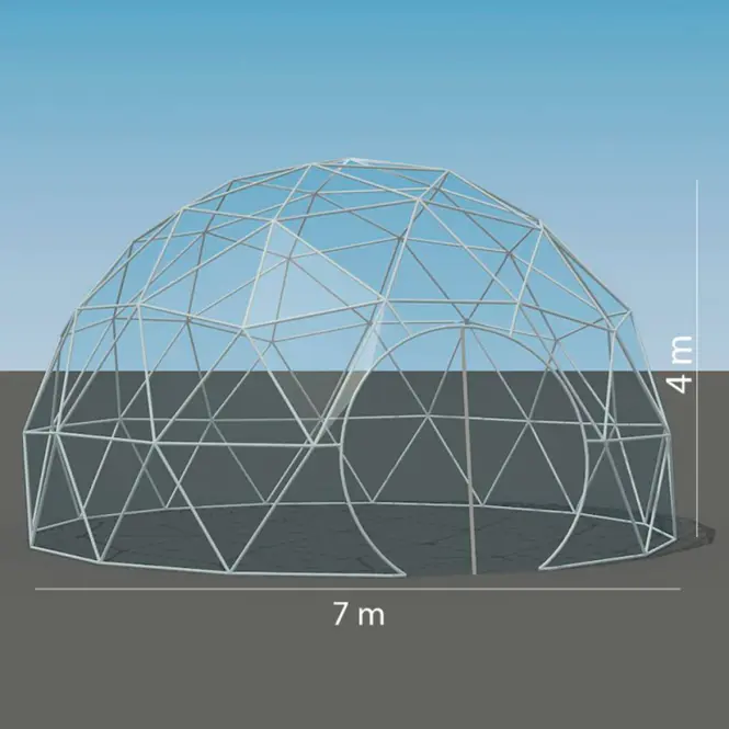 Kupolový stan FI 7M - 38 m2 dvere PVC+okno,2