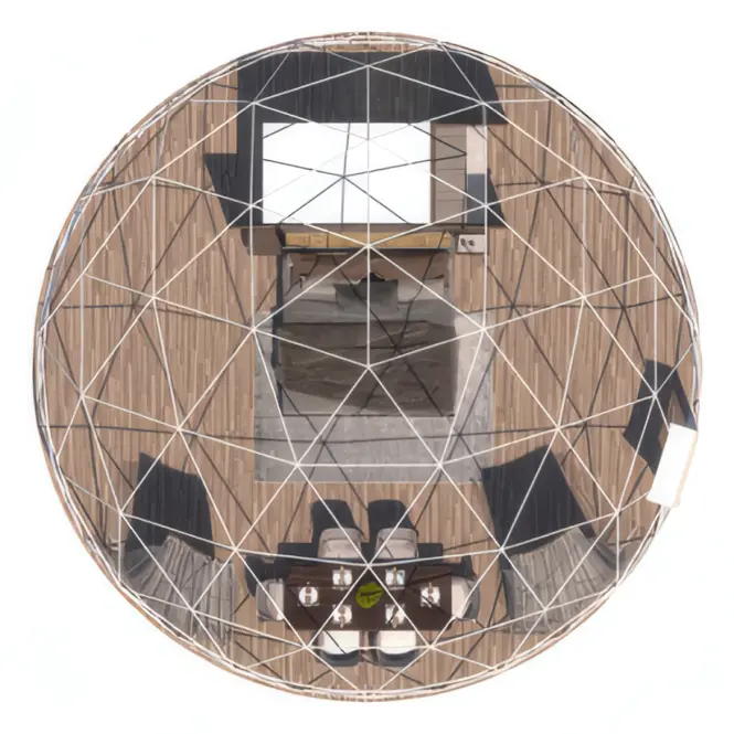 Kupolový stan FI 8M - 50 m2 sklenené dvere,3
