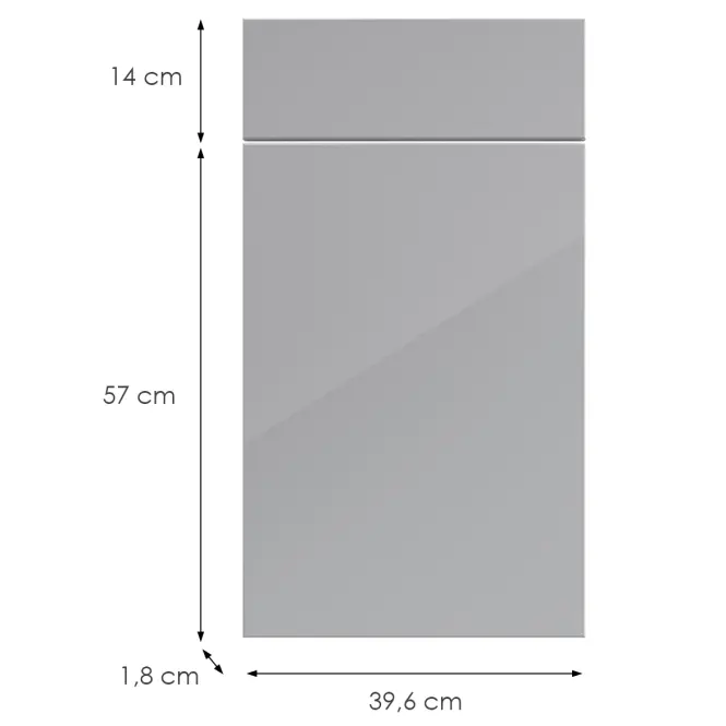 Kuchynská predná časť D40s1(L/P) L9 K268 Sivá Hg Griii