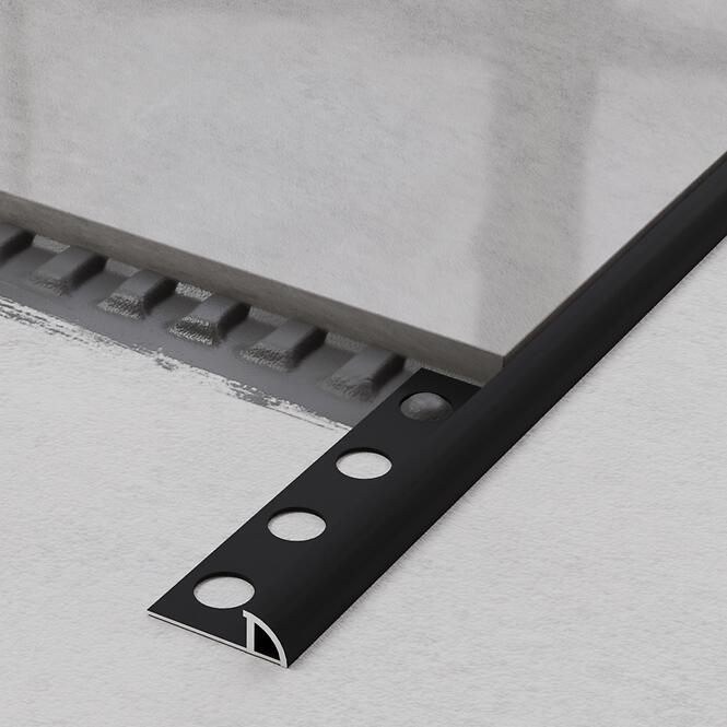 Rohový profil polkruh čierny mat práškovaný 8,5 mm x 270 cm