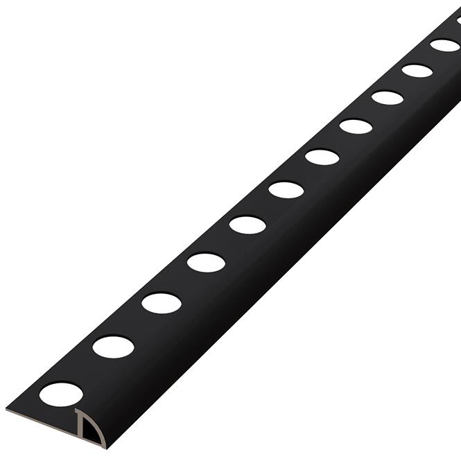 Rohový profil polkruh čierny mat práškovaný 12,5 mm x 270 cm