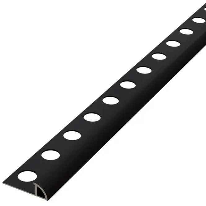 Rohový profil polkruh čierny mat práškovaný 12,5 mm x 270 cm