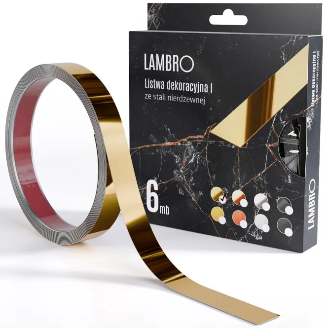 Samolepiaca dekoratívna lišta v rolke 2 cm zlatá 6 bm lesk
