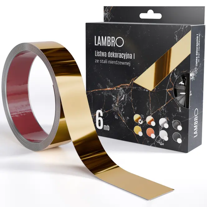 Samolepiaca dekoratívna lišta v rolke 3,8 cm zlatá 6 bm lesk