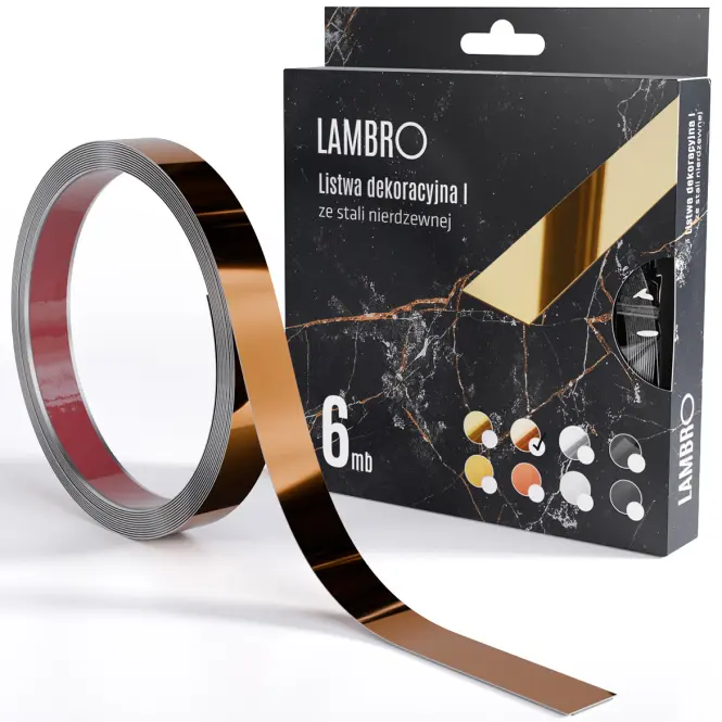 Samolepiaca dekoratívna lišta v rolke 2 cm medená 6 bm lesk