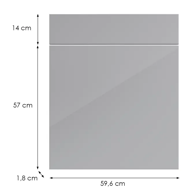 Kuchynská predná časť D60s1(L/P) L9 K268 Sivá Hg Griii