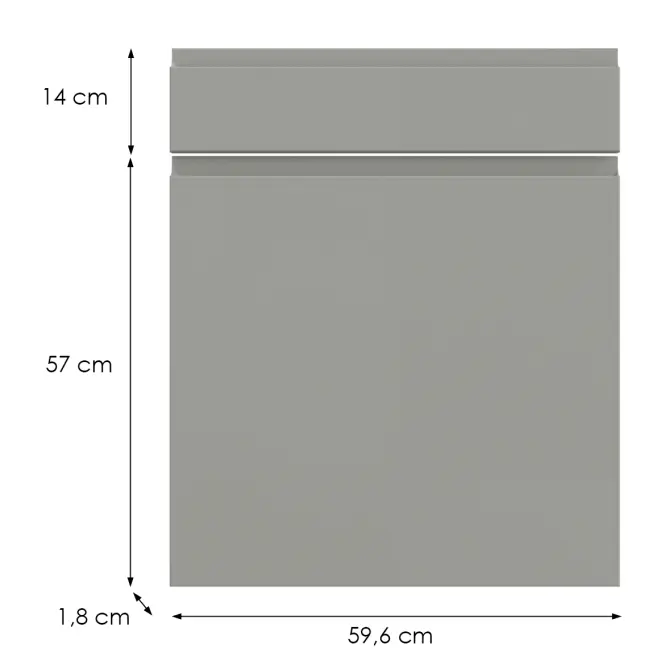 Kuchynská predná časť D60s1 L T8 K261 Sivá Matná Grii