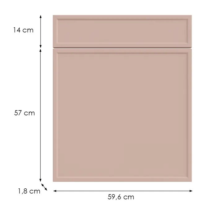 Kuchynská predná časť D60s1(L/P) O6 K276 Antická ružová Gr Ii