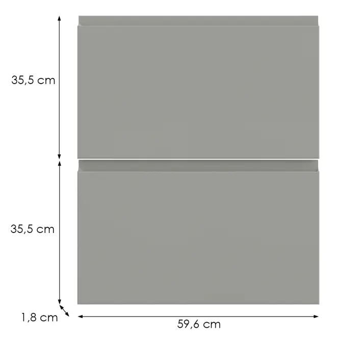 Kuchynská predná časť D60s2+1  T8 K261 Sivá Matná Grii
