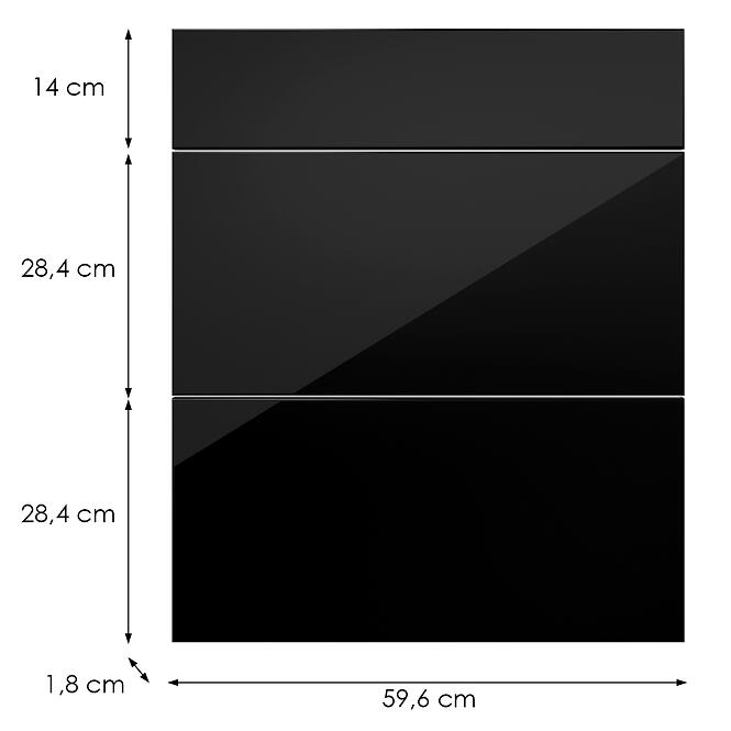 Kuchynská predná časť D60s3 L9 K165 Čierna Hg Griii