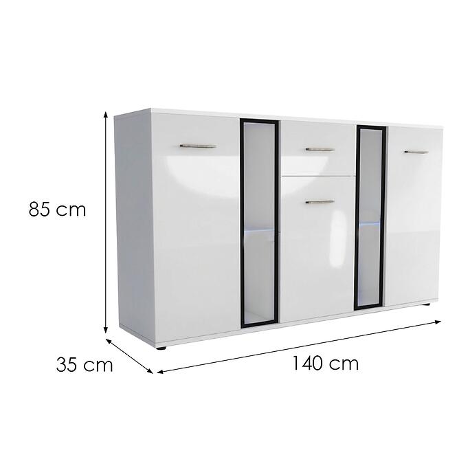 Komoda Enzo Biely Lesk,3