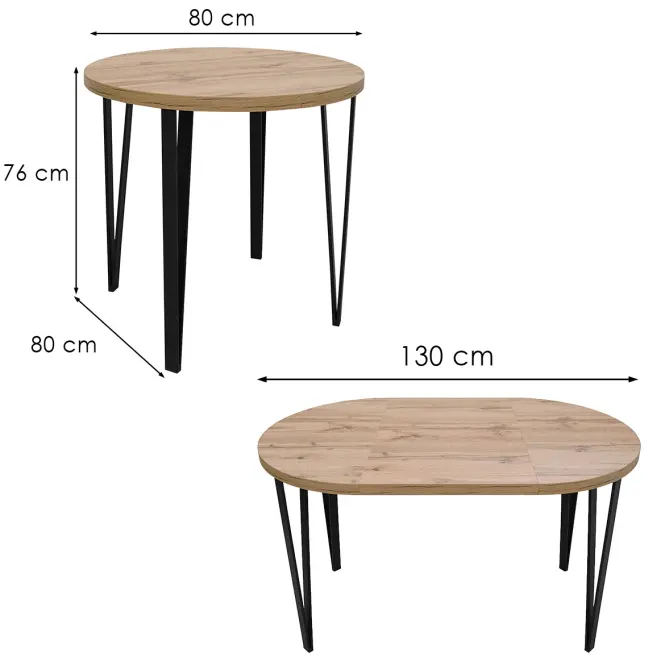 Stôl St-81 80+50cm Wotan/Čierna,2