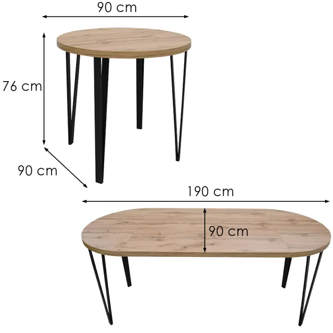 Stôl St-81 90+2x50 Wotan/Čierna,2