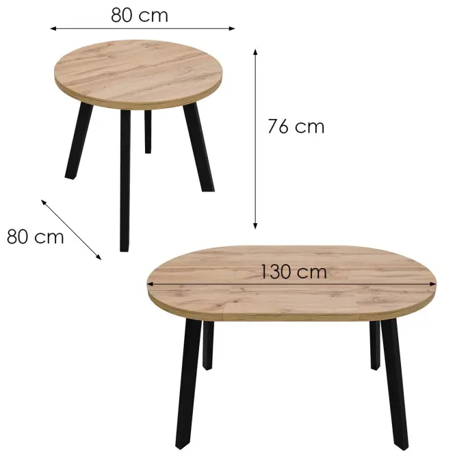 Stôl St-82 80+50cm Wotan/Čierna,2