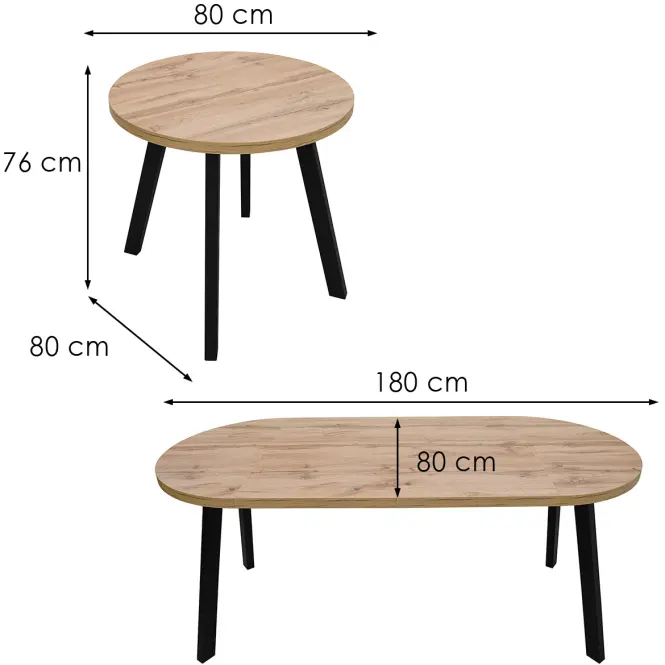 Stôl St-82 80+2x50 Wotan/Čierna,2