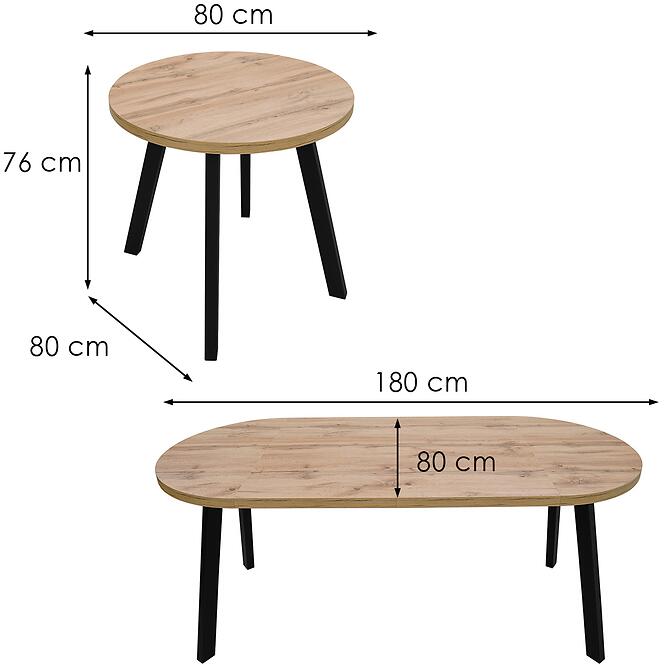 Stôl St-82 80+2x50 Wotan/Čierna,2