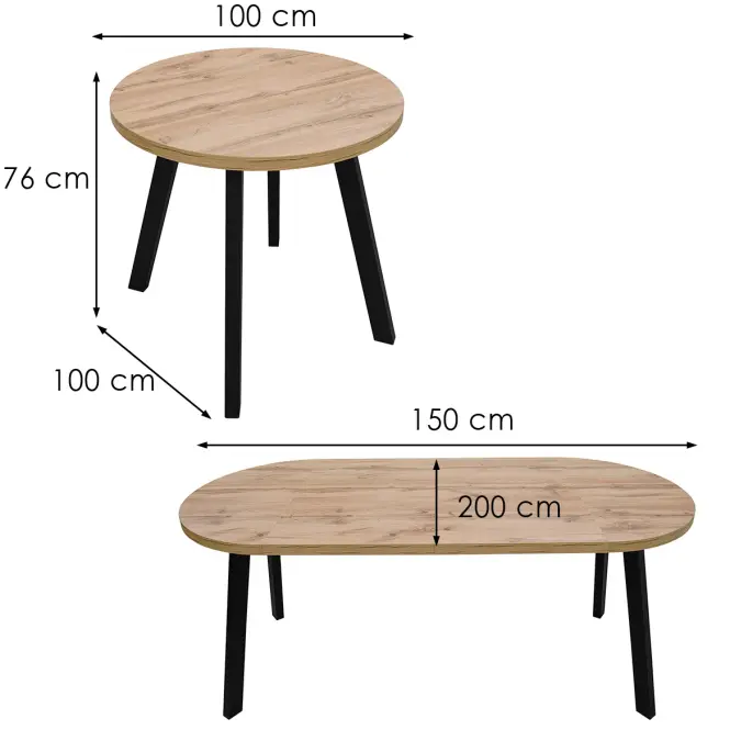 Stôl St-82 100+2x50 Wotan/Čierna,2