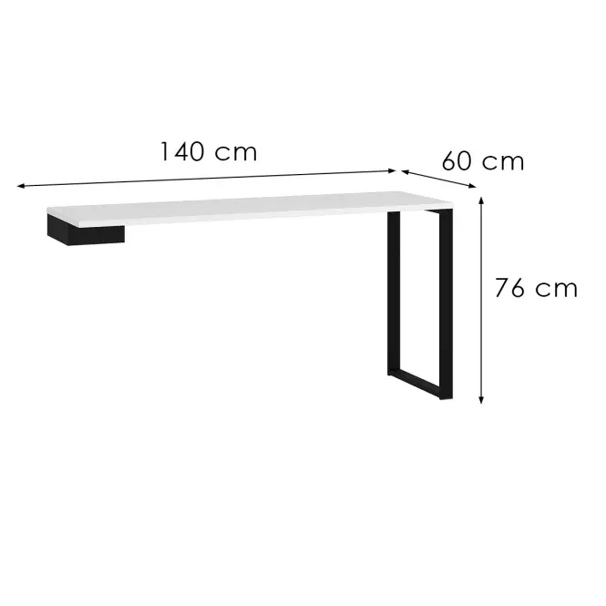 Rozšírenie Písací stôl Marlow Mrlb02 Biela Alpina/Čierna,2