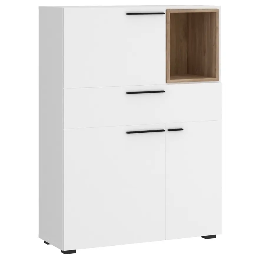 Komoda Marlow MRLK01 3D1S biela alpská/dub honey castello