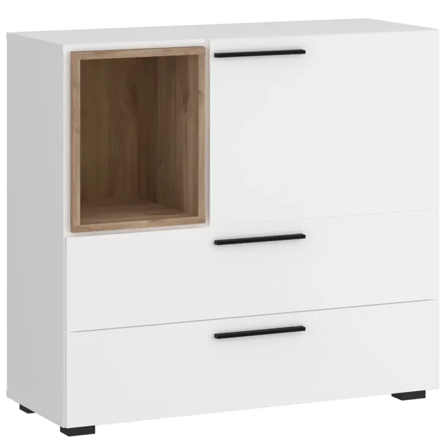 Komoda Marlow MRLK02 1D2S biela alpská/dub honey castello