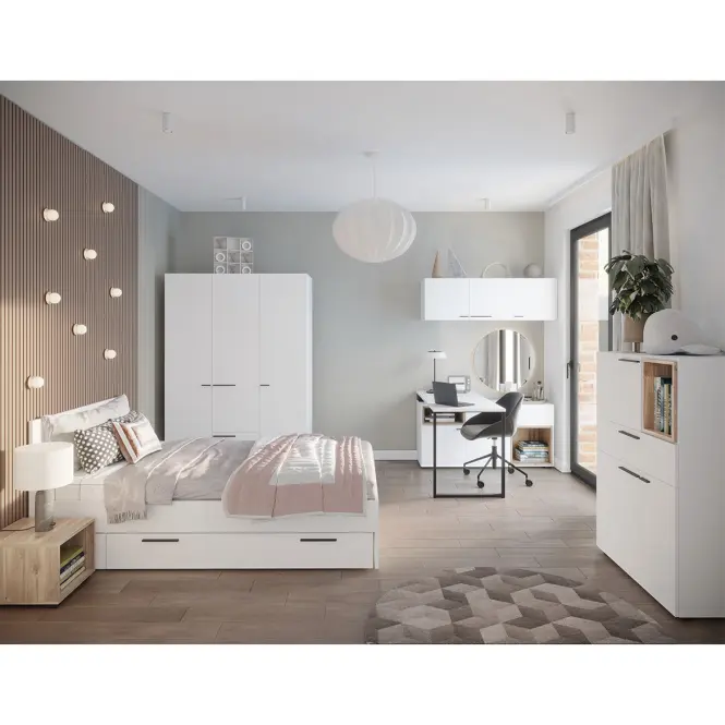 Komoda Marlow MRLK04 2D1S biela alpská/dub honey castello,6