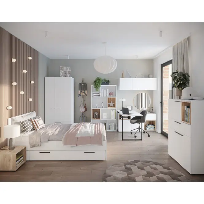 Zásuvka pod posteľ s atrapou + clona Marlow MRLZ03 biela alpská,4