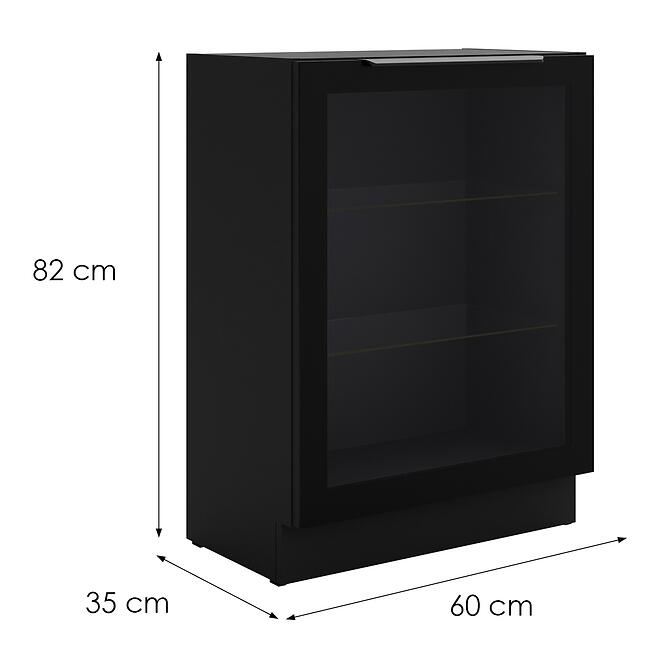 Kuchynská skrinka - vitrína čierna/čierna 60DW 1F BB,2