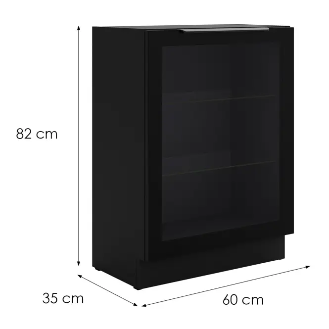 Vitrína Čierna/Čierna 60dw 1f Bb,2