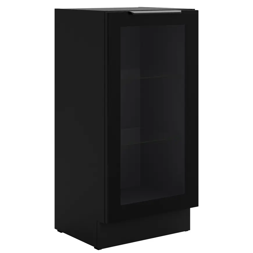Kuchynská skrinka - vitrína čierna/čierna 40DW 1F BB