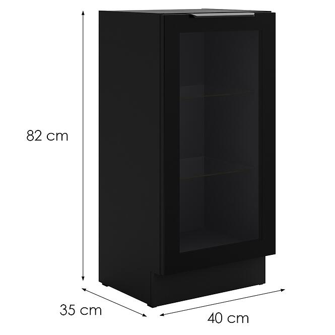 Kuchynská skrinka - vitrína čierna/čierna 40DW 1F BB,2