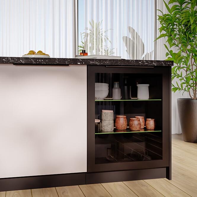 Kuchynská skrinka - vitrína čierna/čierna 40DW 1F BB,7