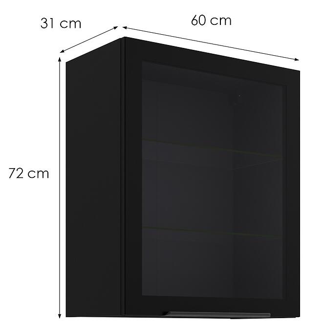 Kuchynská skrinka - vitrína čierna/čierna 60GS-72 1F,2