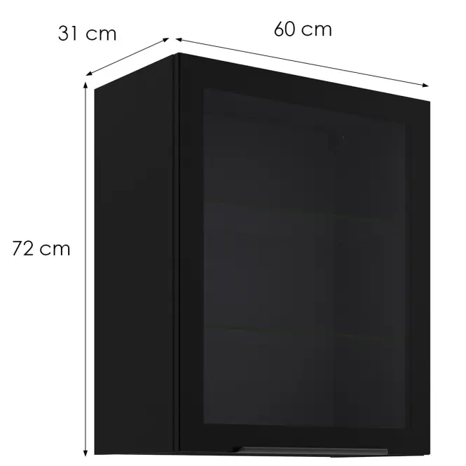 Vitrína Čierna/Čierna 60gs-72 1f,2