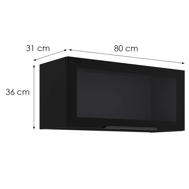 Kuchynská skrinka - vitrína čierna/čierna 80GUS-36 1F